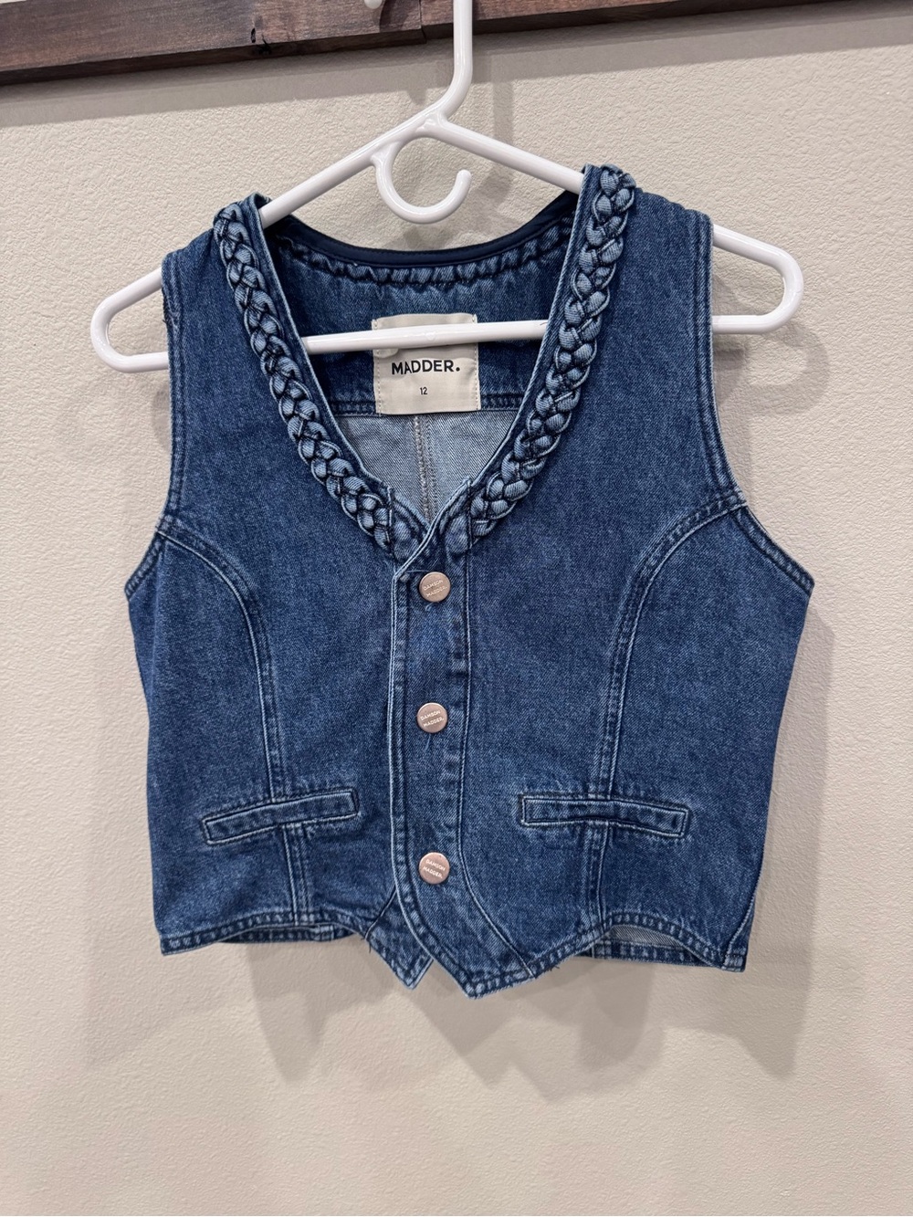 Damson Madder Braided Denim Vest — Size 12